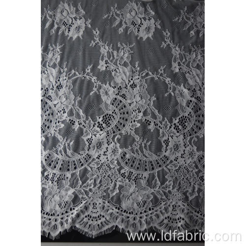 100% Nylon White Panel Lace Fabric